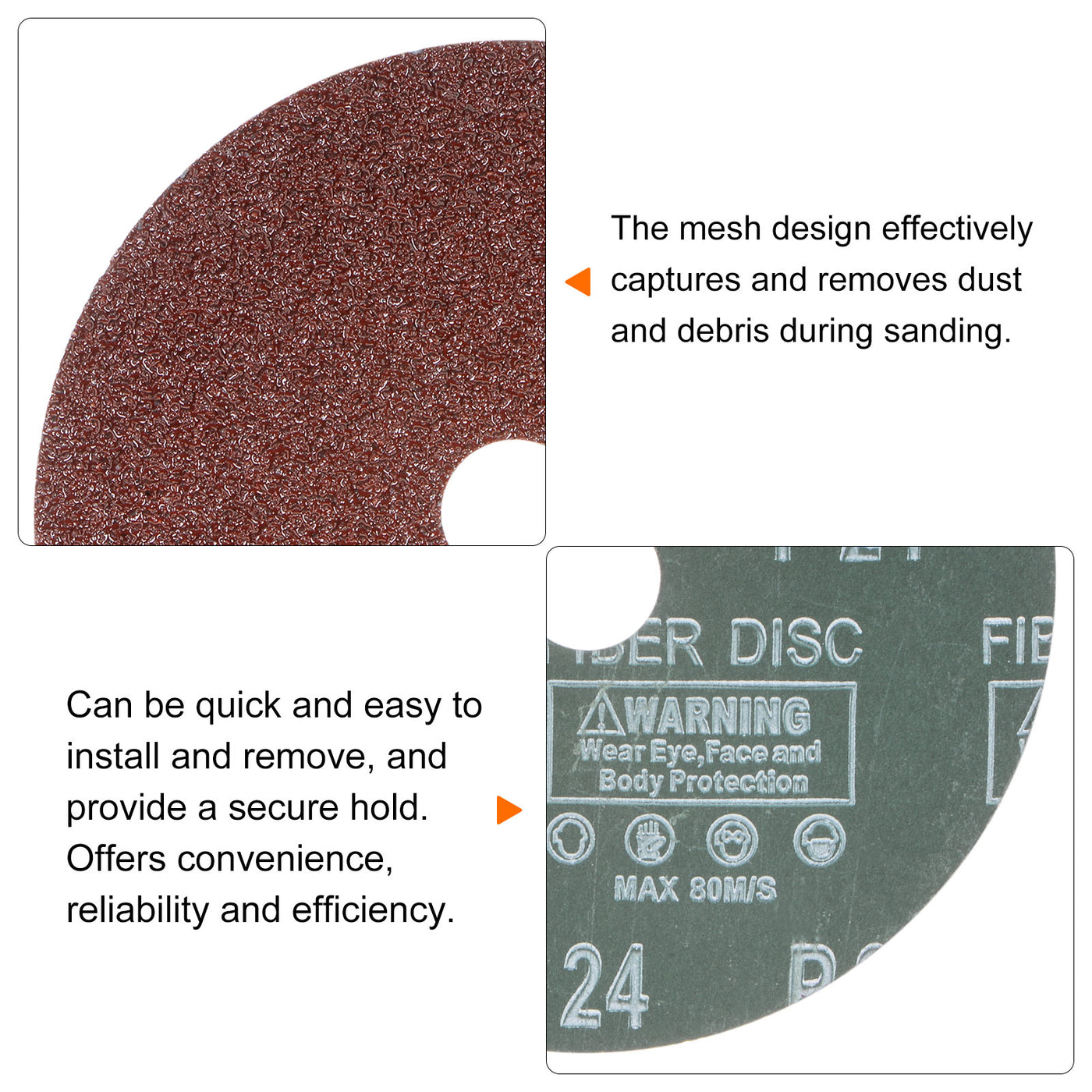 Harfington 25pcs 24 Grit Aluminum Oxide Resin Fiber Discs 6"x7/8" Abrasive Discs