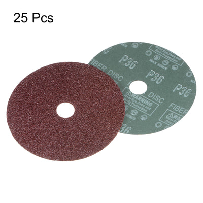 Harfington 25pcs 36 Grit Aluminum Oxide Resin Fiber Discs 6"x7/8" Abrasive Discs