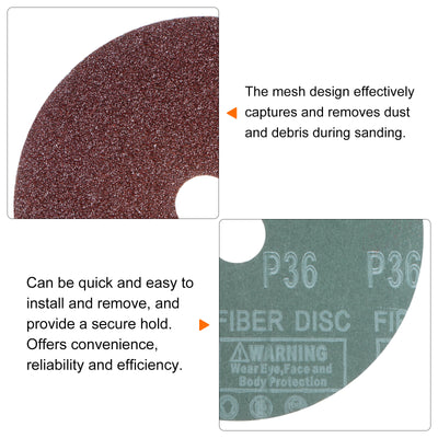 Harfington 25pcs 36 Grit Aluminum Oxide Resin Fiber Discs 6"x7/8" Abrasive Discs