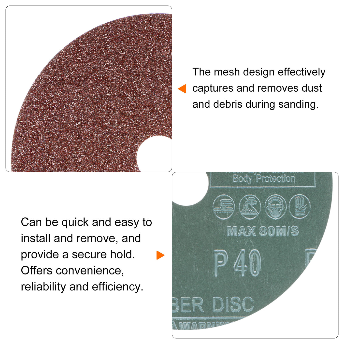 Harfington 25pcs 40 Grit Aluminum Oxide Resin Fiber Discs 6"x7/8" Abrasive Discs