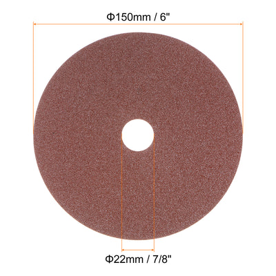 Harfington 25pcs 80 Grit Aluminum Oxide Resin Fiber Discs 6"x7/8" Abrasive Discs