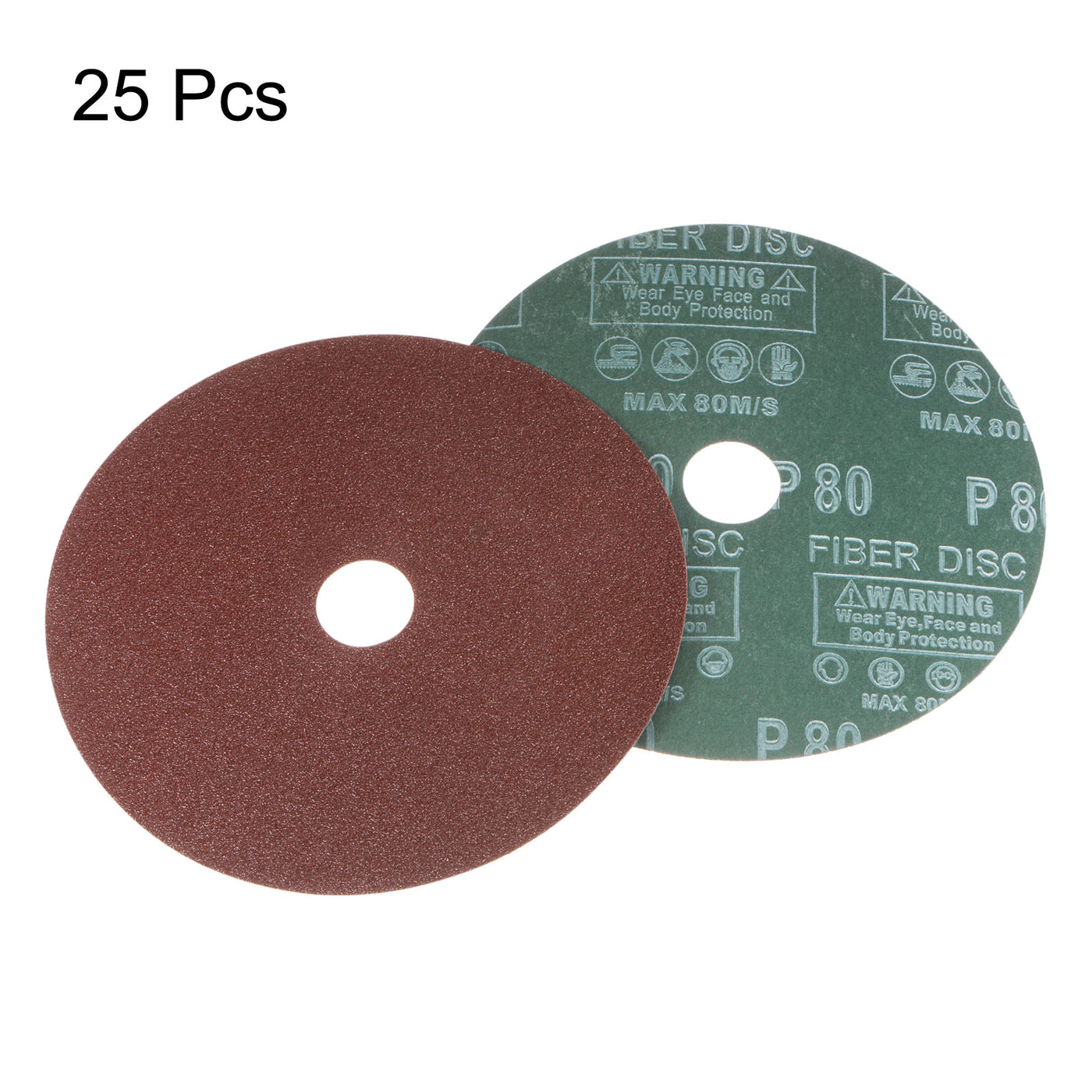 Harfington 25pcs 80 Grit Aluminum Oxide Resin Fiber Discs 6"x7/8" Abrasive Discs