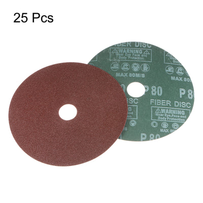 Harfington 25pcs 80 Grit Aluminum Oxide Resin Fiber Discs 6"x7/8" Abrasive Discs