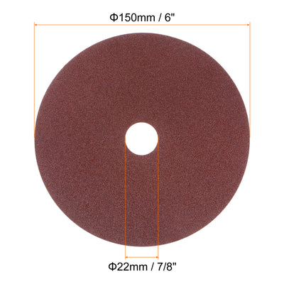 Harfington 25pcs 100 Grit Aluminum Oxide Resin Fiber Discs 6"x7/8" Abrasive Discs