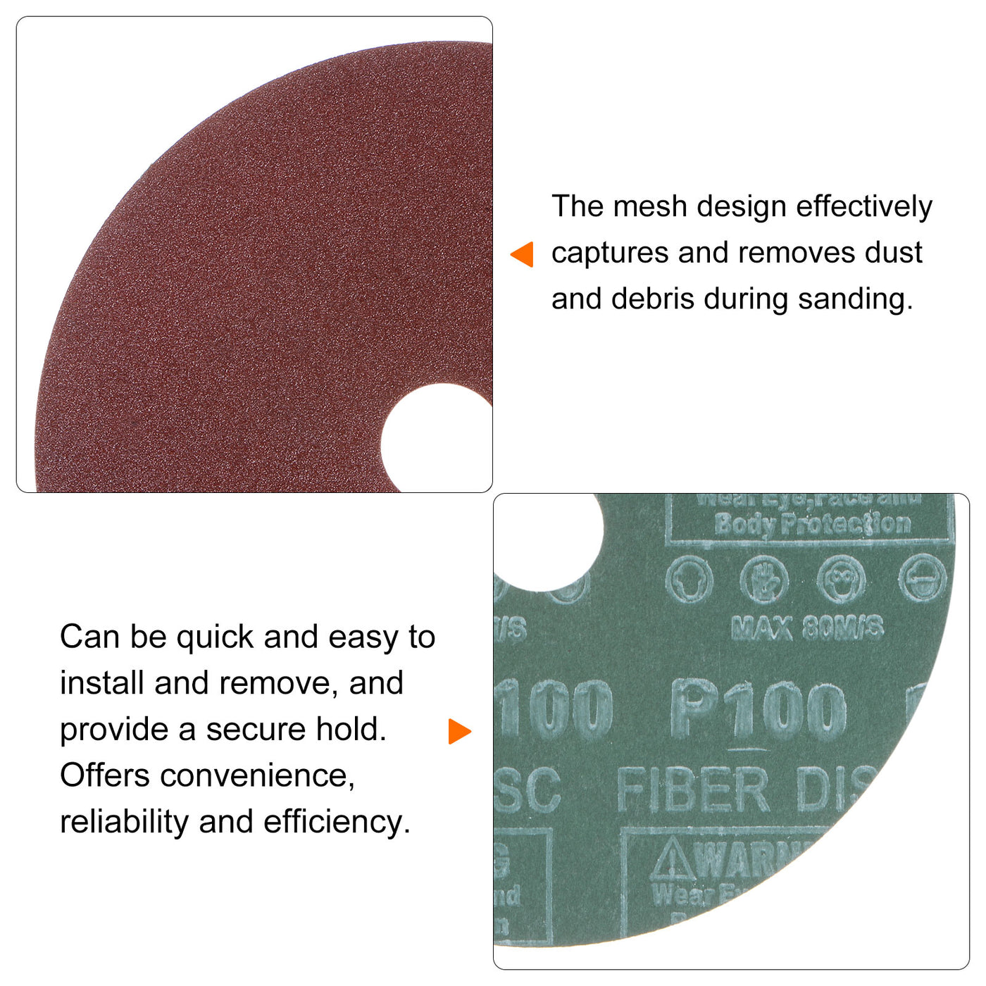 Harfington 25pcs 100 Grit Aluminum Oxide Resin Fiber Discs 6"x7/8" Abrasive Discs