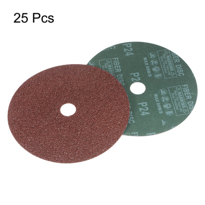 Harfington 25pcs 24 Grit Aluminum Oxide Resin Fiber Discs 7"x7/8" Abrasive Discs