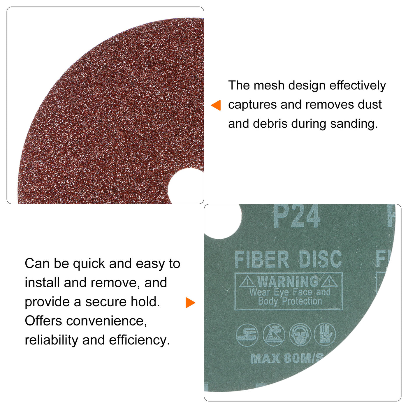 Harfington 25pcs 24 Grit Aluminum Oxide Resin Fiber Discs 7"x7/8" Abrasive Discs