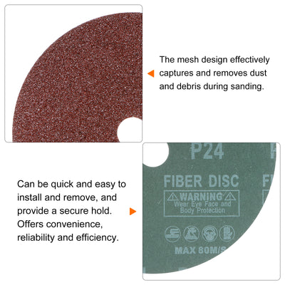 Harfington 25pcs 24 Grit Aluminum Oxide Resin Fiber Discs 7"x7/8" Abrasive Discs