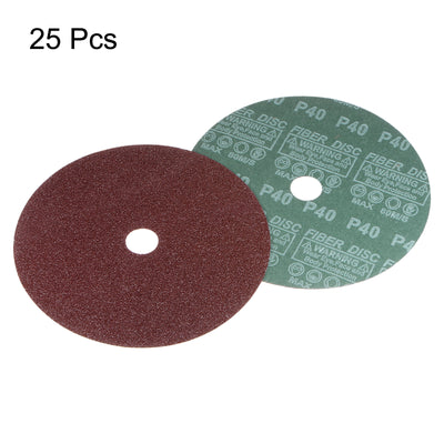 Harfington 25pcs 40 Grit Aluminum Oxide Resin Fiber Discs 7"x7/8" Abrasive Discs