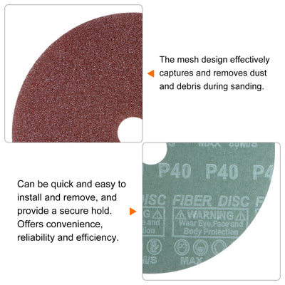 Harfington 25pcs 40 Grit Aluminum Oxide Resin Fiber Discs 7"x7/8" Abrasive Discs