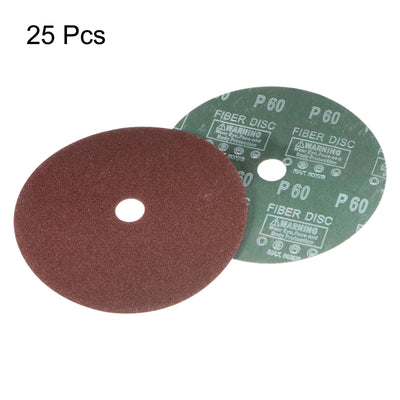 Harfington 25pcs 60 Grit Aluminum Oxide Resin Fiber Discs 7"x7/8" Abrasive Discs