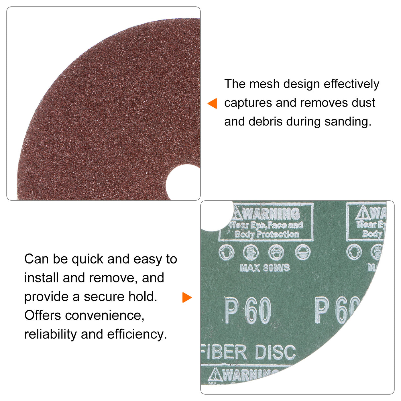 Harfington 25pcs 60 Grit Aluminum Oxide Resin Fiber Discs 7"x7/8" Abrasive Discs