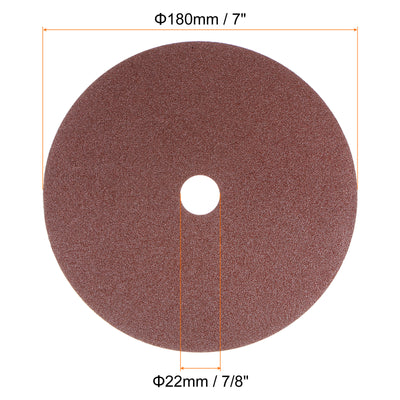 Harfington 25pcs 80 Grit Aluminum Oxide Resin Fiber Discs 7"x7/8" Abrasive Discs