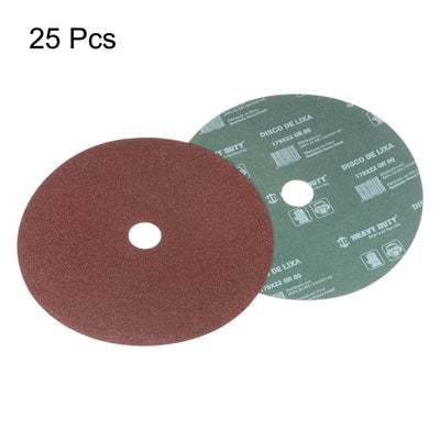 Harfington 25pcs 80 Grit Aluminum Oxide Resin Fiber Discs 7"x7/8" Abrasive Discs