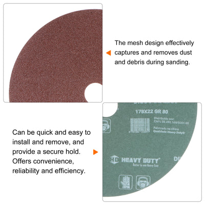 Harfington 25pcs 80 Grit Aluminum Oxide Resin Fiber Discs 7"x7/8" Abrasive Discs