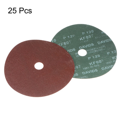 Harfington 25pcs 120 Grit Aluminum Oxide Resin Fiber Discs 7"x7/8" Abrasive Discs