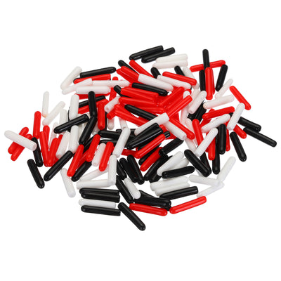 Harfington Uxcell 150pcs Rubber End Caps 2.5mm ID Vinyl Round Tube Bolt Cap Cover Screw Thread Protectors Black, Red, White