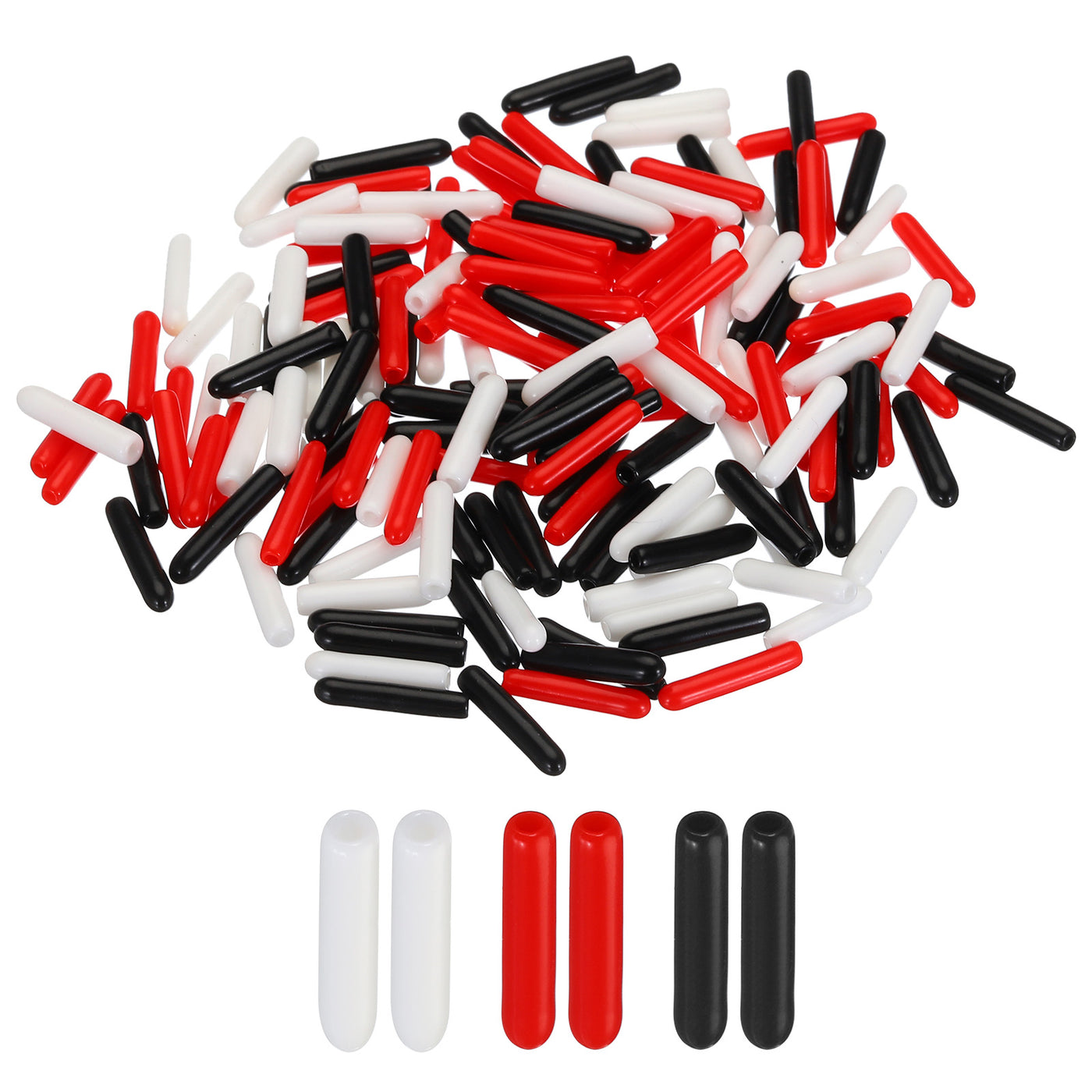 uxcell Uxcell 150pcs Rubber End Caps 2.5mm ID Vinyl Round Tube Bolt Cap Cover Screw Thread Protectors Black, Red, White