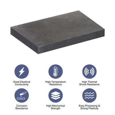 Harfington Graphite Block Ingot Graphite Electrode Plate Board for Melting Casting, Electrolysis Electroplating