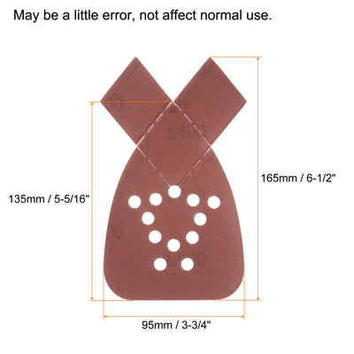 Harfington 40pcs 400 Grit 12 Hole Hook Loop Sandpaper Triangular Sanding Pad with Extra Tip