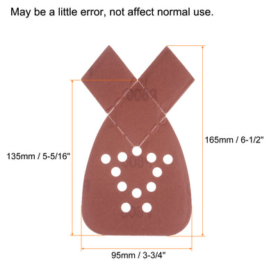 Harfington 40pcs 600 Grit 12 Hole Hook Loop Sandpaper Triangular Sanding Pad with Extra Tip