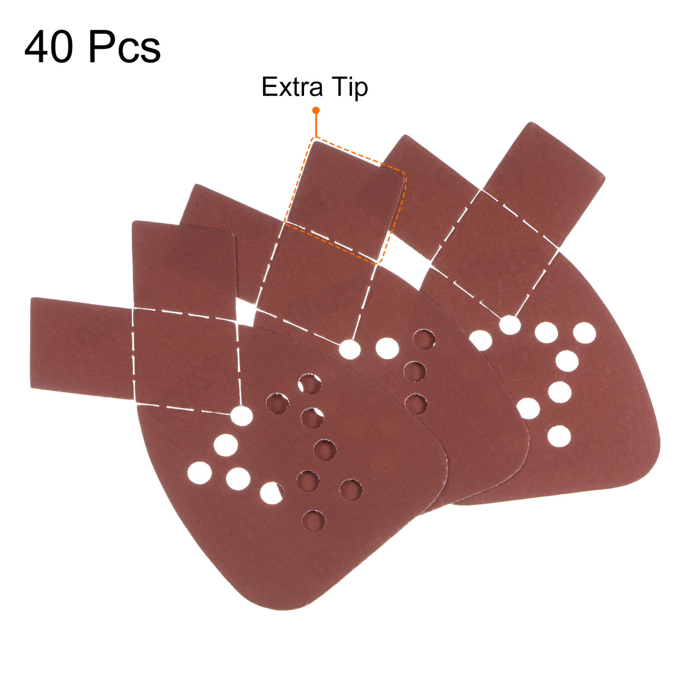 Harfington 40pcs 2000 Grit 12 Hole Hook Loop Sandpaper Triangular Sanding Pad with Tip