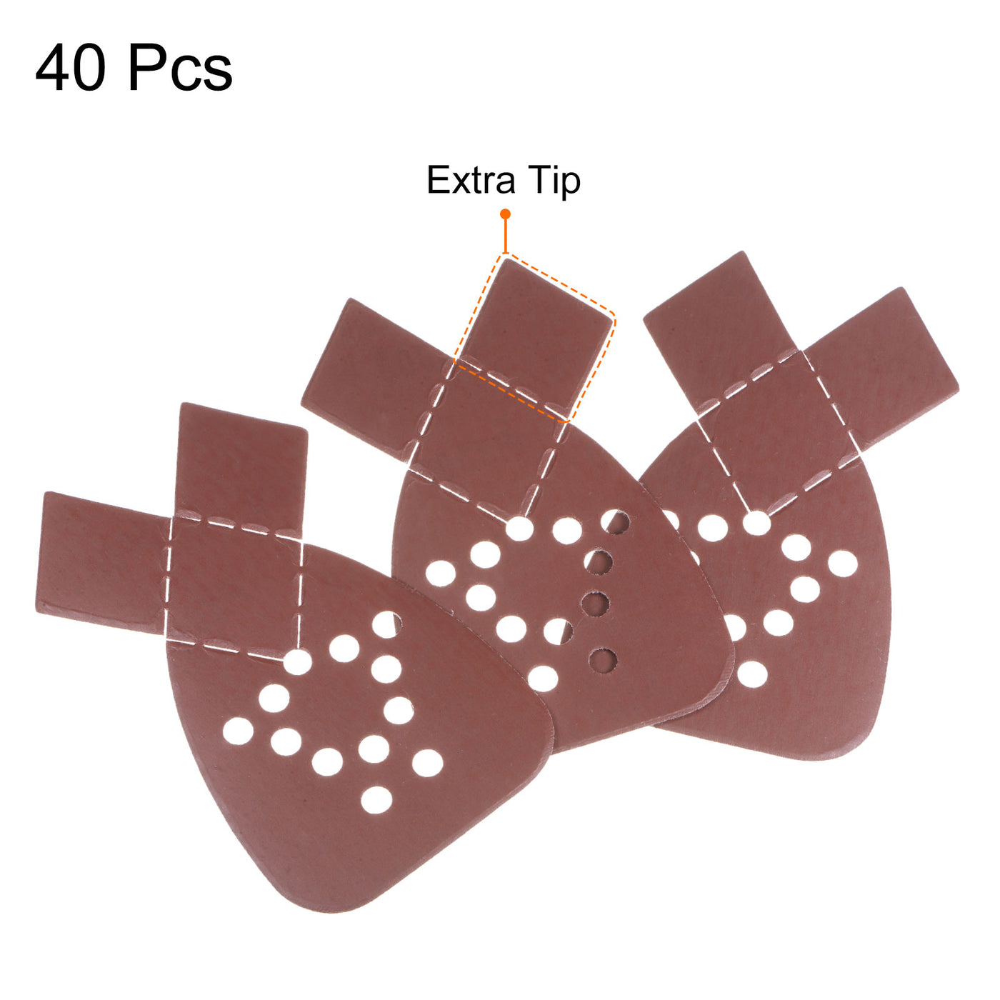 Harfington 40pcs 3000 Grit 12 Hole Hook Loop Sandpaper Triangular Sanding Pad with Tip