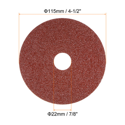 Harfington 25pcs 36 Grit Aluminum Oxide Resin Fiber Discs 4-1/2"x7/8" Abrasive Discs