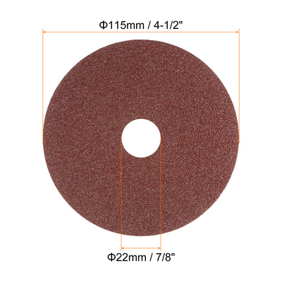 Harfington 25pcs 60 Grit Aluminum Oxide Resin Fiber Discs 4-1/2"x7/8" Abrasive Discs