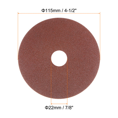 Harfington 25pcs 100 Grit Aluminum Oxide Resin Fiber Discs 4-1/2"x7/8" Abrasive Discs