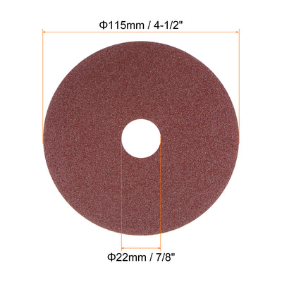 Harfington 25pcs 120 Grit Aluminum Oxide Resin Fiber Discs 4-1/2"x7/8" Abrasive Discs