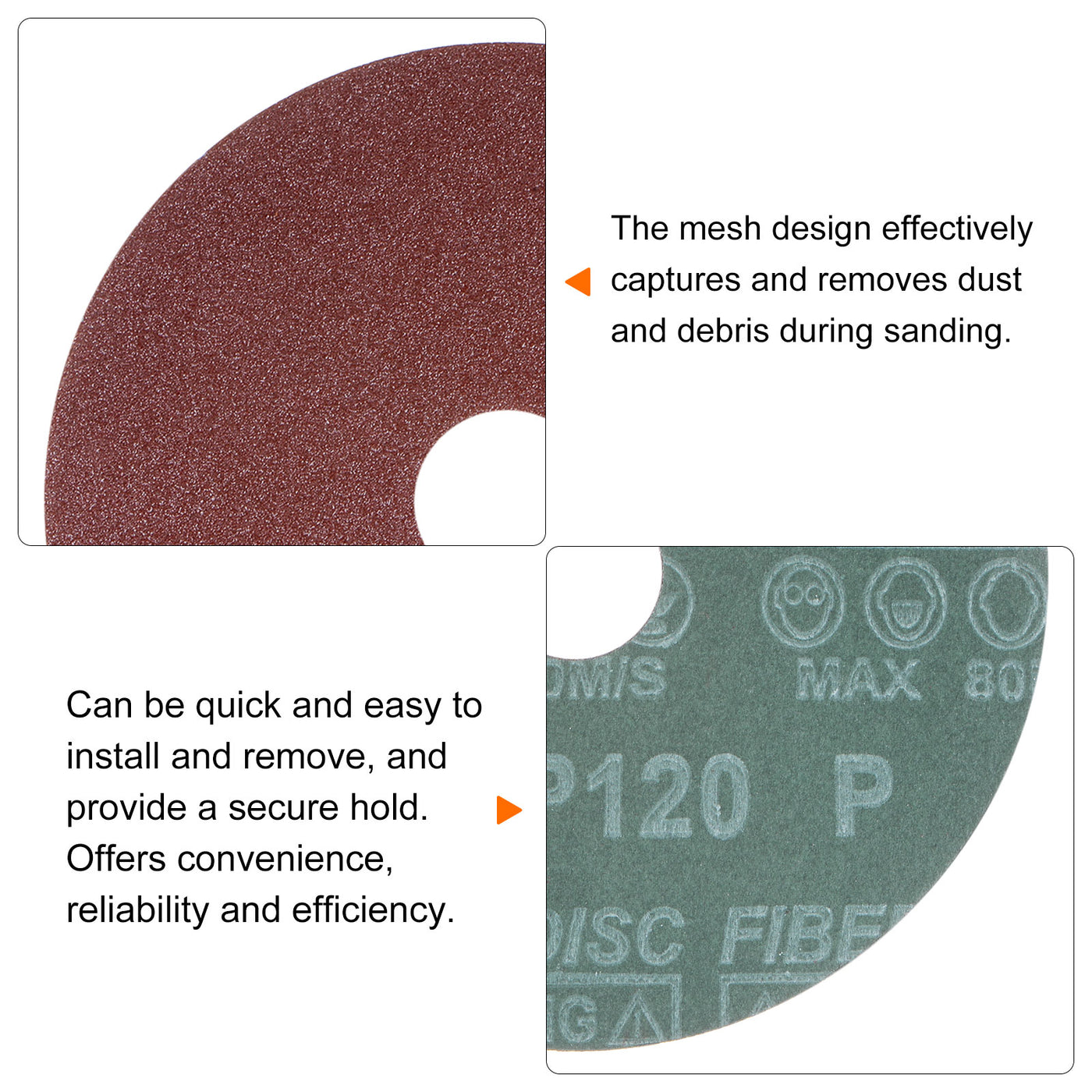 Harfington 25pcs 120 Grit Aluminum Oxide Resin Fiber Discs 4-1/2"x7/8" Abrasive Discs