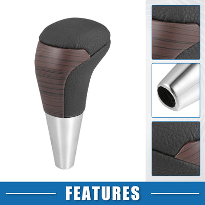 Harfington Automatic Transmission Gear Shift Knob for Toyota Tundra 2008-2021 Wood Grain Cover Black Faux Leather