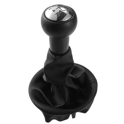 Harfington Black Silver Tone 5 Speed Manual Gear Shift Knob Stick Shifter Lever Head Ball Fit for Peugeot Partner 2008 with Boot Cover - Pack of 1