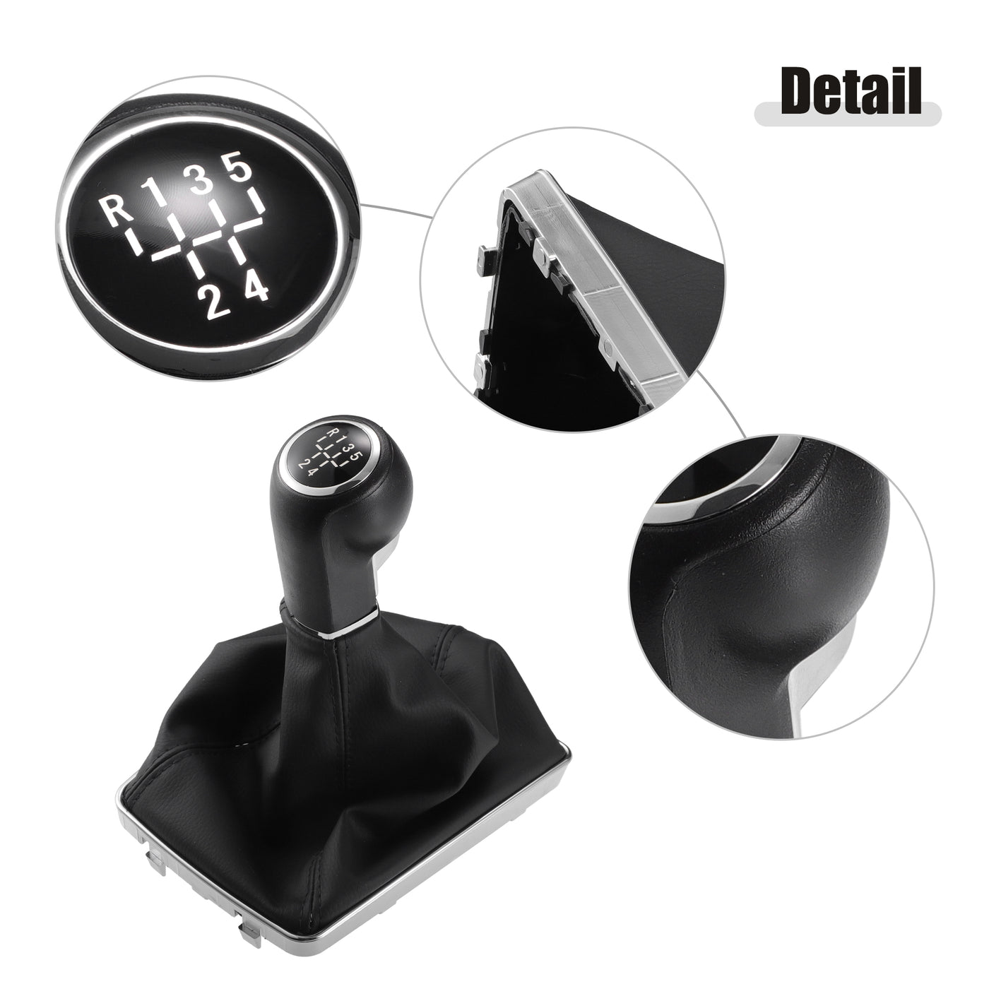 ACROPIX Black Silver Tone 5 Speed Manual Gear Shift Knob Stick Shifter Lever Head Ball Fit for Opel for Astra H 2004-2011 with Boot Cover - Pack of 1