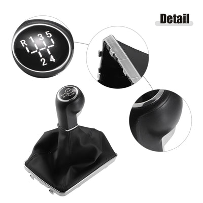 Harfington Black Silver Tone 5 Speed Manual Gear Shift Knob Stick Shifter Lever Head Ball Fit for Opel for Astra H 2004-2011 with Boot Cover - Pack of 1