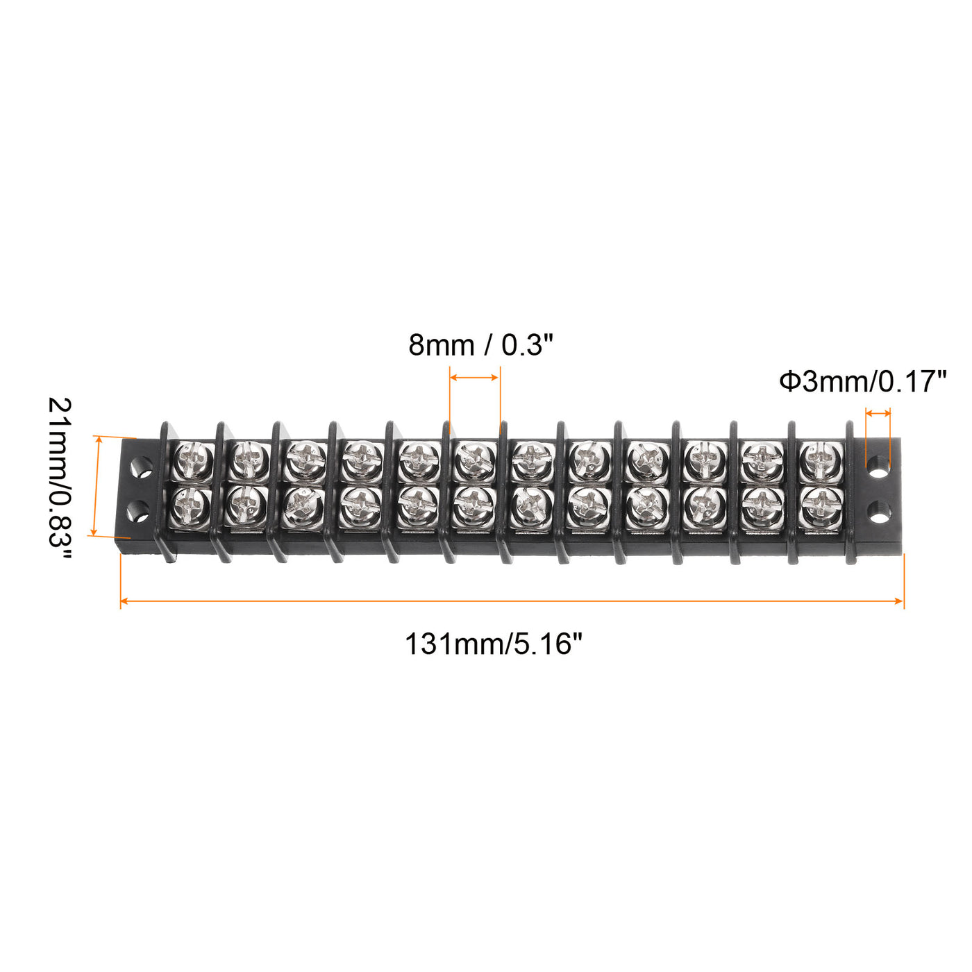 Harfington 2 Pcs Terminal Block 200-450V 20-30A Dual Rows 12P DIN Dual Row Screw Terminals Strip with 50 PCS Heat Shrink Wire Connectors