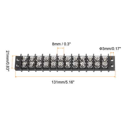 Harfington 2 Pcs Terminal Block 200-450V 20-30A Dual Rows 12P DIN Dual Row Screw Terminals Strip with 50 PCS Heat Shrink Wire Connectors