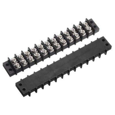 Harfington 2 Pcs Terminal Block 200-450V 20-30A Dual Rows 12P DIN Dual Row Screw Terminals Strip with 50 PCS Heat Shrink Wire Connectors