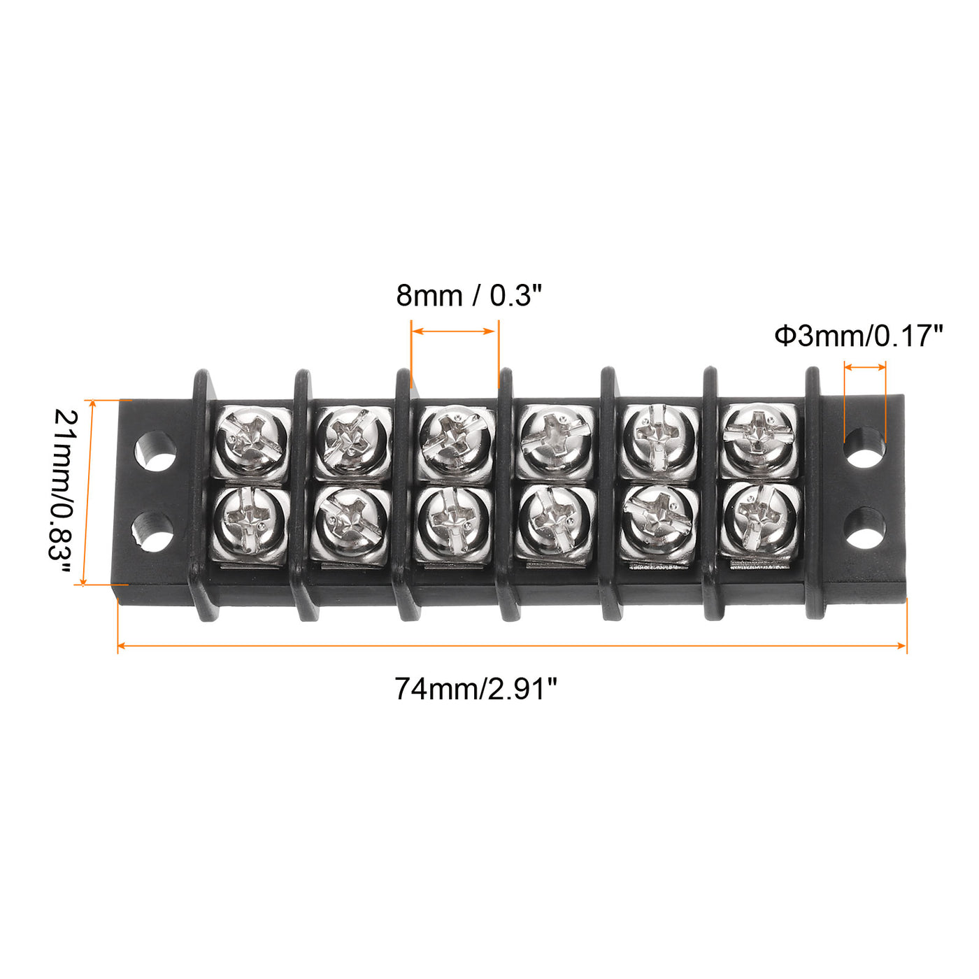 Harfington 2 Pcs Terminal Block 200-450V 20-30A Dual Rows 6P DIN Dual Row Screw Terminals Strip with 24 PCS Heat Shrink Wire Connectors