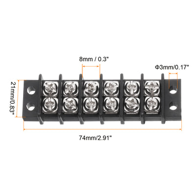 Harfington 2 Pcs Terminal Block 200-450V 20-30A Dual Rows 6P DIN Dual Row Screw Terminals Strip with 24 PCS Heat Shrink Wire Connectors