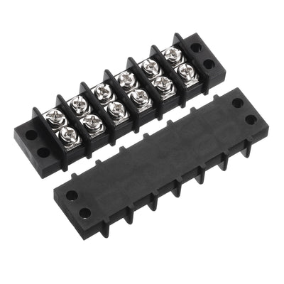 Harfington 2 Pcs Terminal Block 200-450V 20-30A Dual Rows 6P DIN Dual Row Screw Terminals Strip with 24 PCS Heat Shrink Wire Connectors