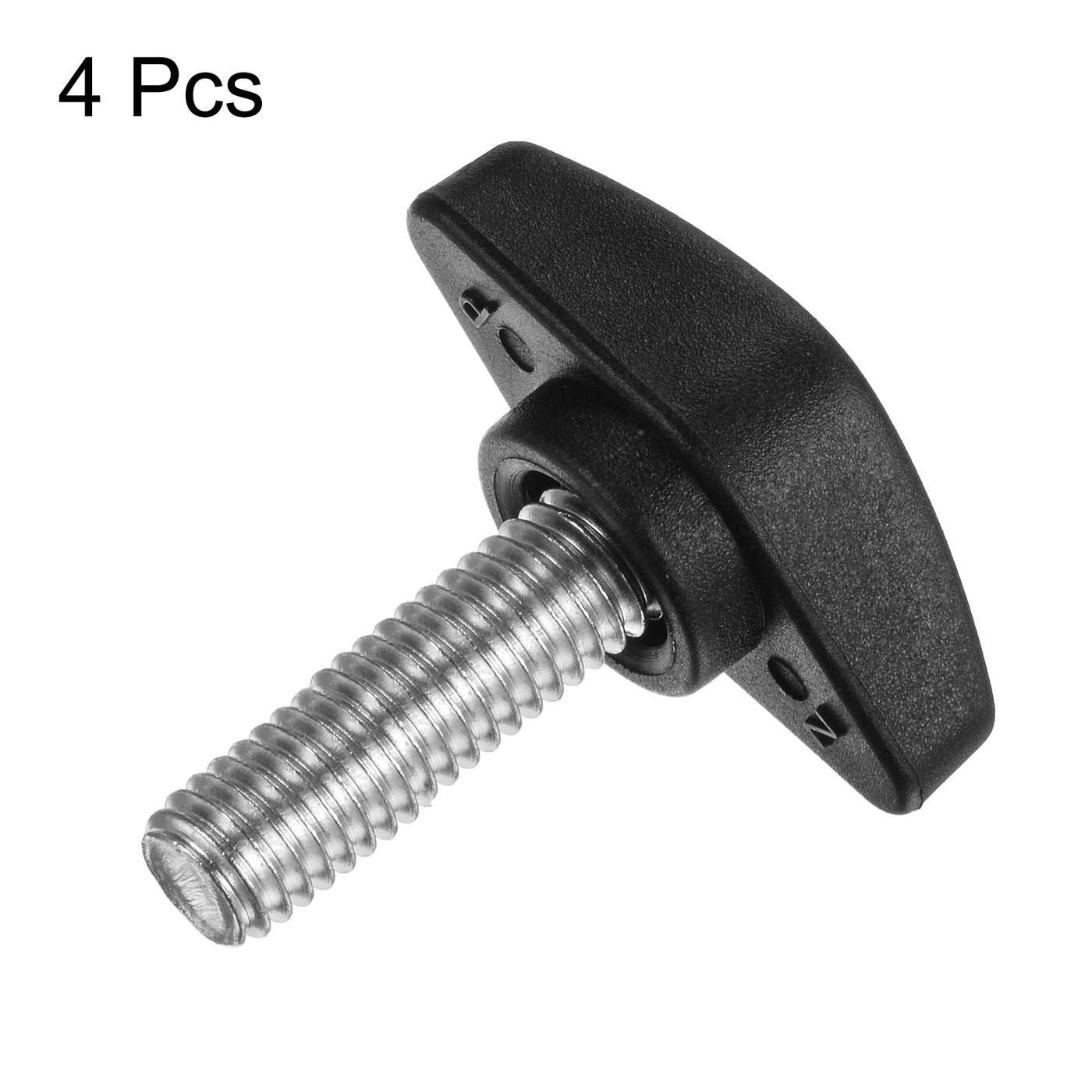 Harfington 4pcs M8 x 20mm Male Thread Tee Wing Knobs Thumb Screw Clamping Knobs Grip Black