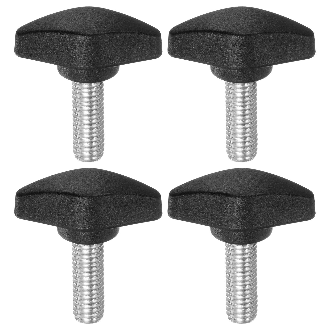 Harfington 4pcs M8 x 20mm Male Thread Tee Wing Knobs Thumb Screw Clamping Knobs Grip Black