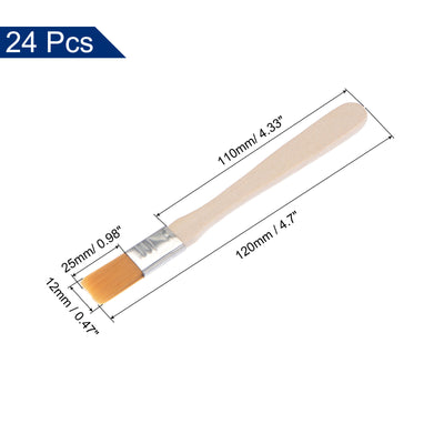 Harfington Uxcell 24Pcs 5" Paint Brush 0.5" Width Soft Nylon Bristle with Wood Handle for Wall, Cabinets, Fences