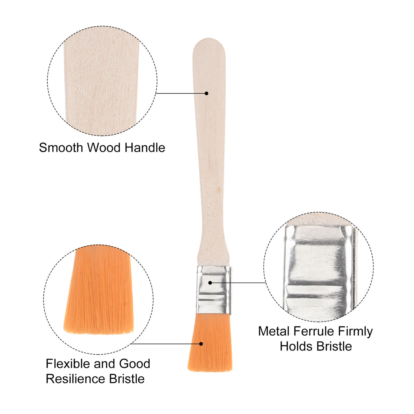 uxcell Uxcell 24Pcs 5" Paint Brush 0.6" Width Soft Nylon Bristle with Wood Handle for Wall, Cabinets, Fences