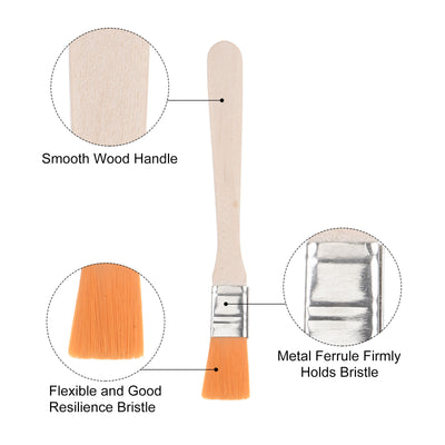 Harfington Uxcell 24Pcs 5" Paint Brush 0.6" Width Soft Nylon Bristle with Wood Handle for Wall, Cabinets, Fences