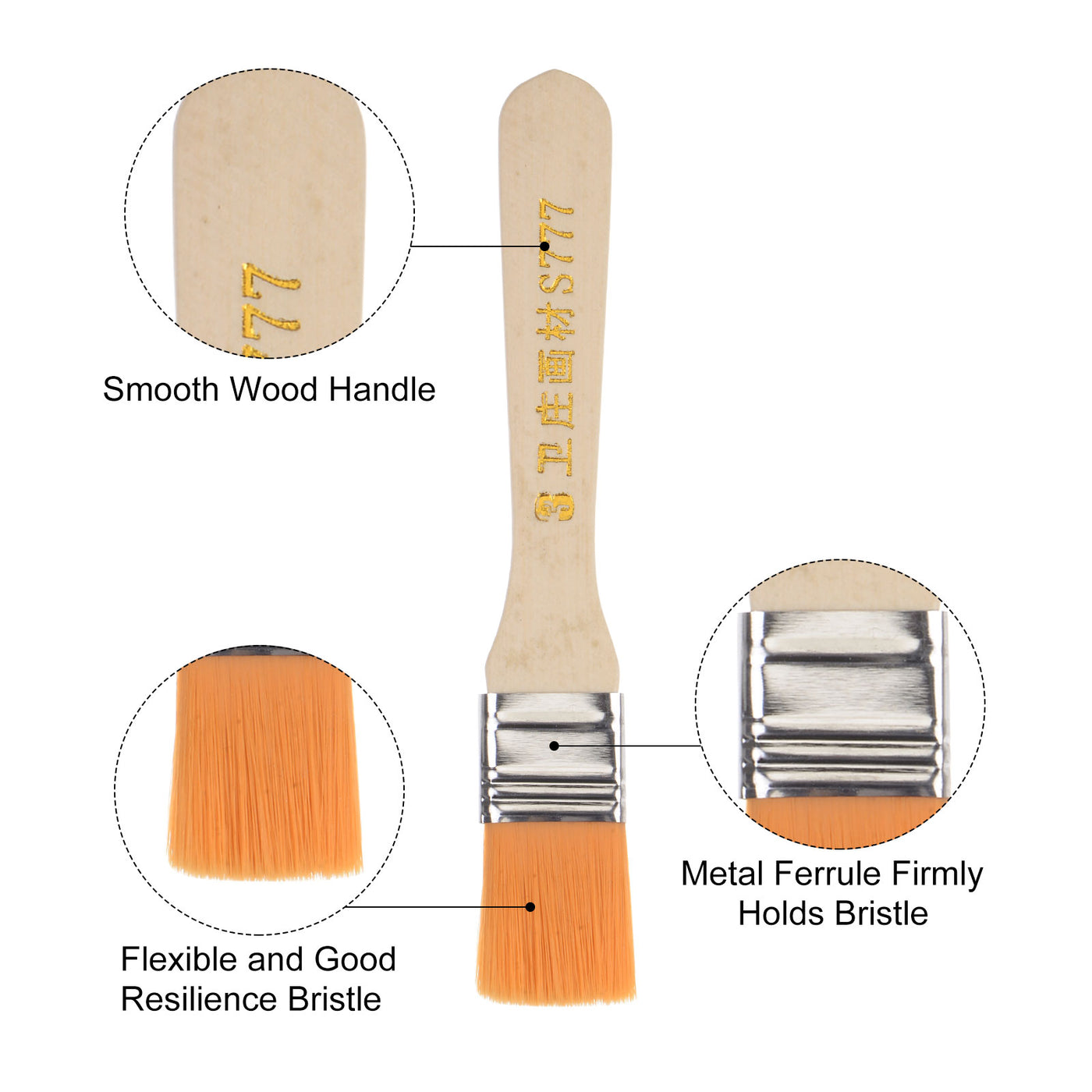 uxcell Uxcell 24Pcs 5.5" Paint Brush 0.8" Width Soft Nylon Bristle with Wood Handle for Wall, Cabinets, Fences