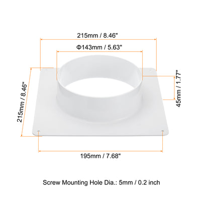 Harfington 6" Duct Connector Flange, Dryer Vent Wall Plate Square to Round Straight with Ducting Clamp for Air Heating Cooling Ventilation Exhaust Fan, White