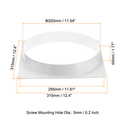 Harfington 12" Duct Connector Flange, 2 Pack Dryer Vent Wall Plate Square to Round Straight with Clamp for Air Heating Cooling Ventilation Exhaust Fan, White